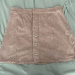 Suede button down skirt